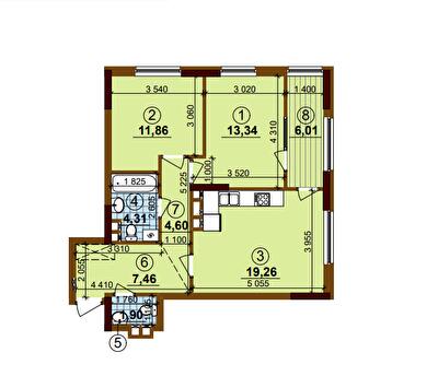 2-комнатная 68.74 м² в ЖК Варшавский Плюс от 22 300 грн/м², Киев