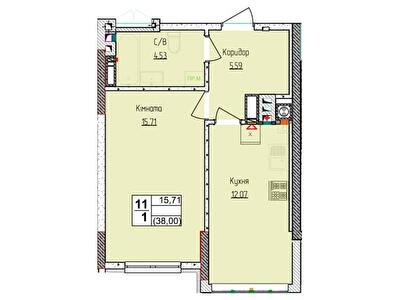 1-кімнатна 37.9 м² в ЖК Піонерський квартал 2 від 22 000 грн/м², смт Чабани