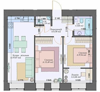 2-кімнатна 58.05 м² в ЖК Art Residence від 24 100 грн/м², м. Ірпінь