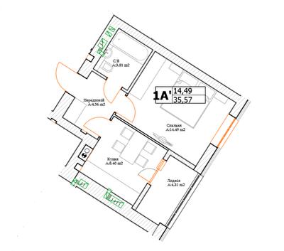 1-кімнатна 35.57 м² в ЖК Green Life-3 від 23 250 грн/м², м. Ірпінь