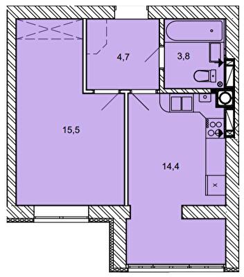1-кімнатна 38.4 м² в ЖК Найкращий квартал від 29 450 грн/м², м. Ірпінь