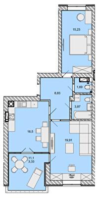 2-кімнатна 69.36 м² в ЖК Найкращий квартал від 27 400 грн/м², м. Ірпінь