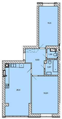 2-кімнатна 75.7 м² в ЖК Найкращий квартал від 27 400 грн/м², м. Ірпінь