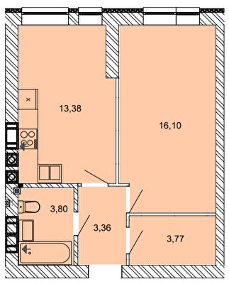 1-кімнатна 40.41 м² в ЖК Найкращий квартал від 28 000 грн/м², м. Ірпінь