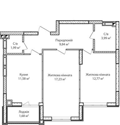 2-кімнатна 59.08 м² в ЖК Синергія Сіті від 24 500 грн/м², м. Ірпінь