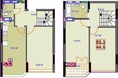 Дворівнева 88.3 м² в ЖК Сяйво 2 від 22 000 грн/м², м. Ірпінь