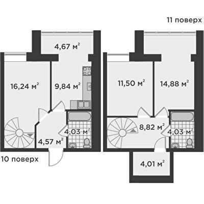 Двухуровневая 82.59 м² в ЖК Millennium State от 20 050 грн/м², г. Буча