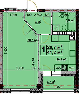 1-комнатная 41.2 м² в ЖК Vlasna от 22 000 грн/м², с. Ходосовка