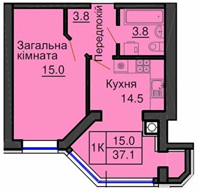 1-комнатная 37.1 м² в ЖК София Клубный от 25 000 грн/м², с. Софиевская Борщаговка