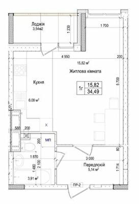 1-кімнатна 34.49 м² в ЖК Атлант на Київській від 24 100 грн/м², м. Бровари