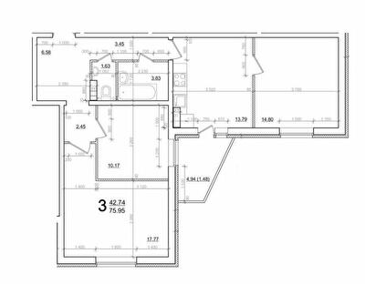 3-кімнатна 75.95 м² в ЖК Олімпійський від 18 500 грн/м², м. Бровари