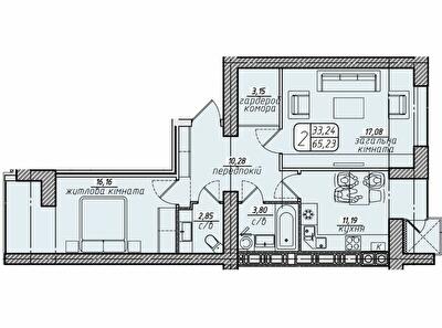 2-кімнатна 65.5 м² в ЖК Західний від 22 000 грн/м², Вінниця