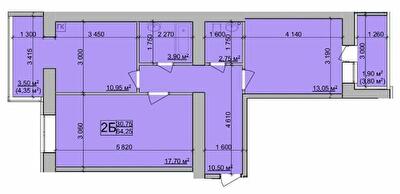2-комнатная 64.25 м² в ЖК Зоря от 20 000 грн/м², Винница