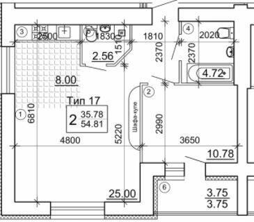 1-комнатная 54.81 м² в Мкрн Академический от 19 850 грн/м², Винница