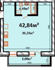 1-комнатная 42.84 м² в ЖК StyleUP от 26 000 грн/м², с. Липины