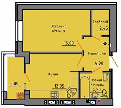 1-комнатная 43.4 м² в ЖК Триумф от 17 500 грн/м², Житомир