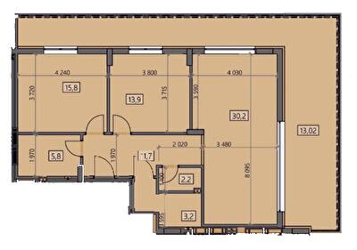 1-кімнатна 95.71 м² в ЖК Crystal від 19 150 грн/м², Ужгород