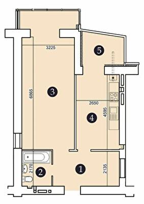 1-кімнатна 56.82 м² в ЖК Олександрівський 2 від 16 400 грн/м², Запоріжжя