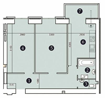2-кімнатна 66.22 м² в ЖК Олександрівський 2 від 17 400 грн/м², Запоріжжя