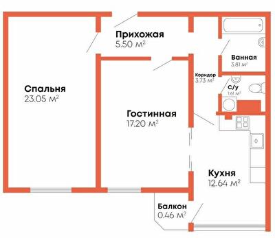 2-кімнатна 68 м² в Мкрн Цивільний посад від 13 300 грн/м², Миколаїв