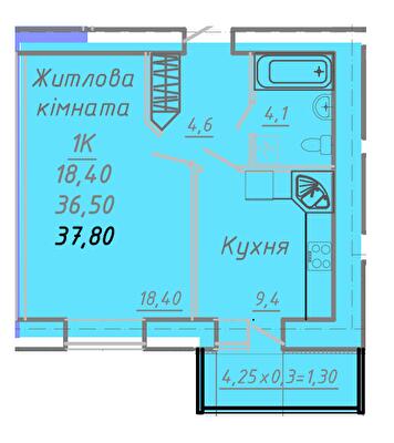 1-комнатная 37.8 м² в ЖК на ул. Никитченко, 3 от 18 900 грн/м², Полтава