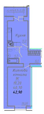 1-комнатная 42.9 м² в ЖК на ул. Никитченко, 3 от 20 500 грн/м², Полтава