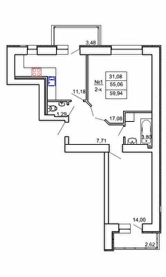 2-комнатная 59.94 м² в ЖК на ул. Сенная, 19 от 23 000 грн/м², Полтава