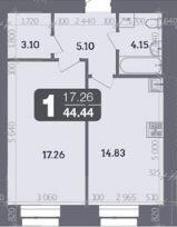 1-кімнатна 44.44 м² в ЖК Стандарт від 22 500 грн/м², Полтава
