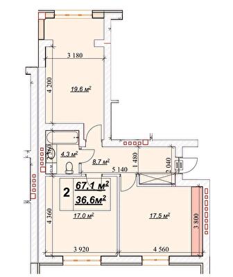 2-комнатная 67.1 м² в ЖК Европейский от 18 300 грн/м², Ровно