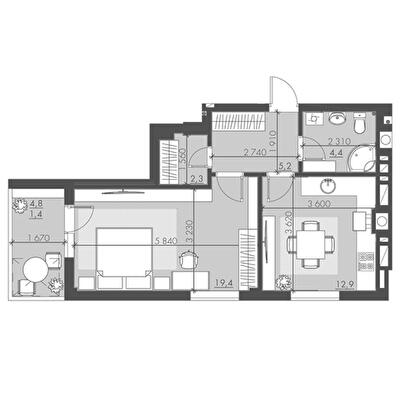 1-комнатная 45.7 м² в ЖК Шевченко от 28 700 грн/м², Ровно