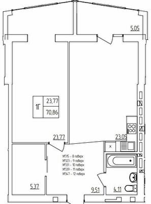 1-комнатная 70.86 м² в ЖК Синергия Light от 13 700 грн/м², Ровно