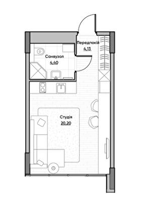 Студия 28.73 м² в ЖК Lucky Land от 49 678 грн/м², Киев