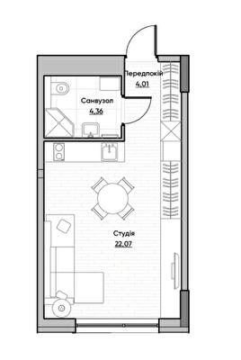 Студия 30.14 м² в ЖК Lucky Land от 47 123 грн/м², Киев