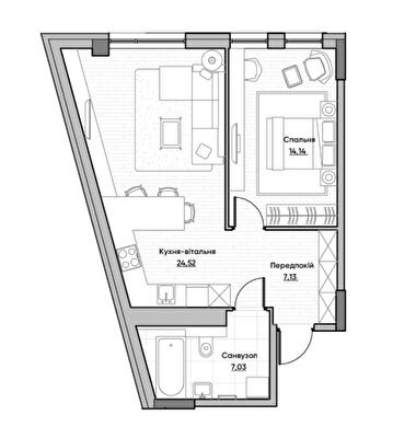 1-комнатная 52.82 м² в ЖК Lucky Land от 42 581 грн/м², Киев