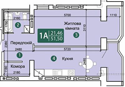 1-кімнатна 51.5 м² в ЖК Зарічний від 15 200 грн/м², Суми