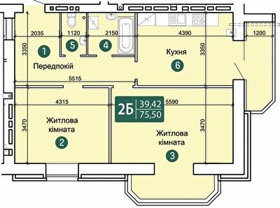 2-кімнатна 75.5 м² в ЖК Зарічний від 14 900 грн/м², Суми
