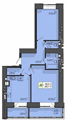 2-кімнатна 69.7 м² в ЖК Львівський від 18 000 грн/м², Тернопіль