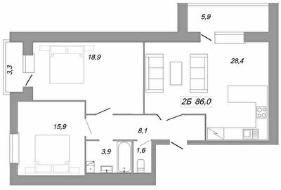 2-кімнатна 86 м² в ЖК Рідний Дім від 12 500 грн/м², Тернопіль