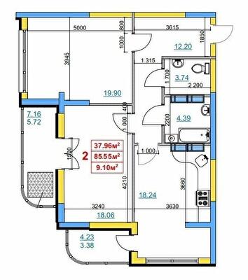 2-комнатная 85.55 м² в ЖК на ул. Припортовая (Героев Сталинграда), 22/1 от 16 350 грн/м², Черкассы