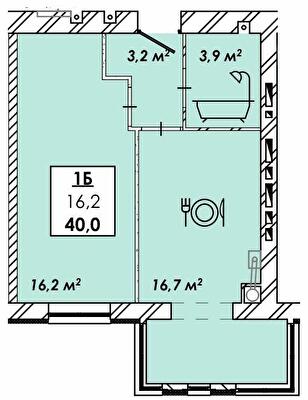 1-комнатная 40 м² в ЖК Родной дом от 17 500 грн/м², Черкассы
