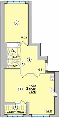 2-комнатная 71.75 м² в ЖК на Масанах от 13 500 грн/м², Чернигов