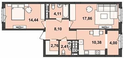 2-комнатная 64.06 м² в ЖК Киевский от 22 100 грн/м², Черновцы