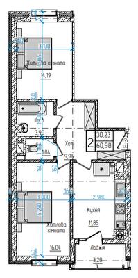 2-комнатная 60.98 м² в ЖК Научный от 24 050 грн/м², Черновцы