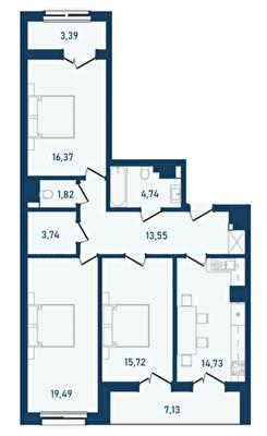 3-кімнатна 101.28 м² в ЖК Престижний 2 від 22 650 грн/м², Чернівці