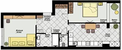 2-комнатная 81.45 м² в ЖК Счастливая семья от 14 950 грн/м², Черновцы
