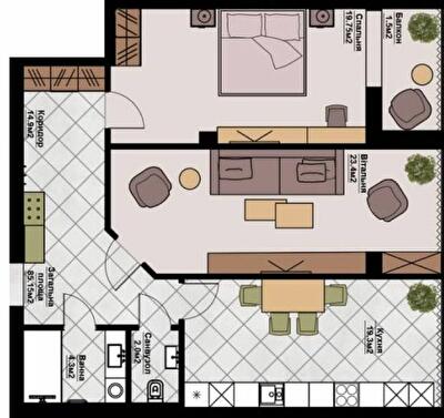 2-комнатная 85.15 м² в ЖК Счастливая семья от 14 950 грн/м², Черновцы