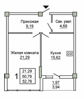 1-кімнатна 52.76 м² в ЖК Слобожанський квартал-2 від 25 750 грн/м², Харків