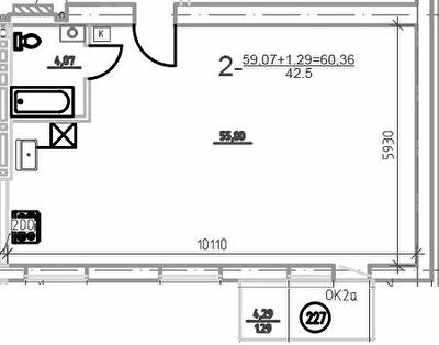2-комнатная 60.36 м² в ЖК Слобожанская Слобода от 21 000 грн/м², пгт Слобожанское