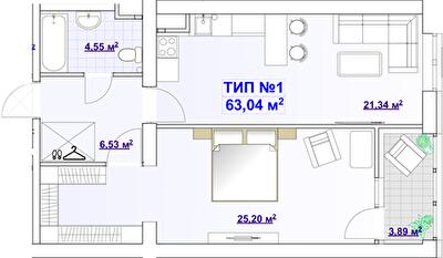 1-комнатная 63.04 м² в ЖК BARVY от 17 500 грн/м², Днепр