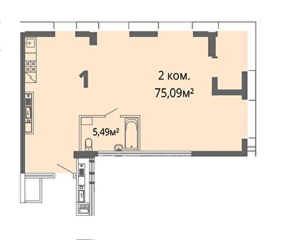 2-комнатная 75.09 м² в ЖК Грани от 26 200 грн/м², Днепр